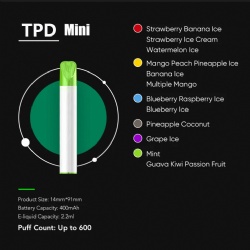 TPD approved 500-600 puffs disposable vapor 2% nic salt 2.0ml-2.2ml vape juice 400mah battery TPD certisficated vape pen MOQ 200 pcs