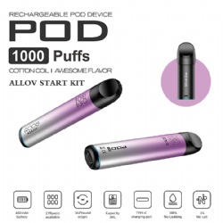 (21 Flavors TPD approved) 1000 puffs allov pod 1000 - Allov start kit rechargeable pod close system 21 flavor TPD approved in all Europe countries 3ml pre-filled pods 450 mah type c port 100% no-leak